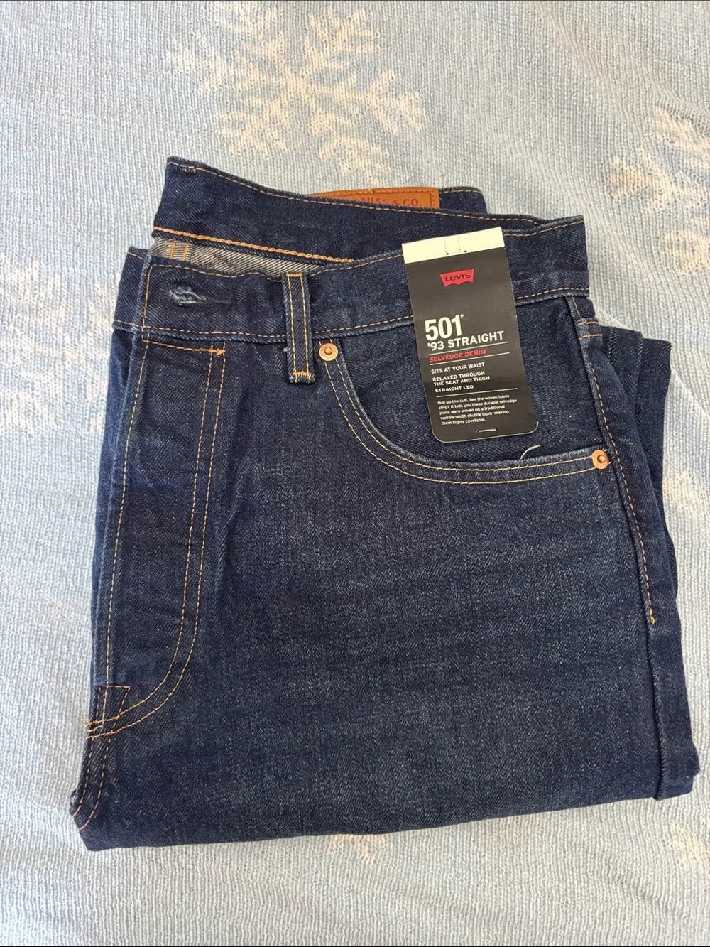 Selvedge Levi's Dark Blue Straight Men's Jeans